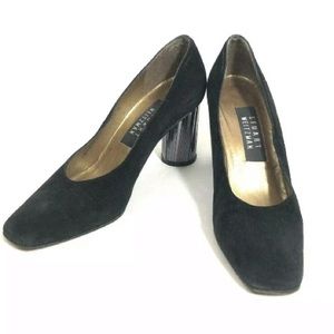 Stuart Weitzman Black Suede Pump Split Mirror Heel
